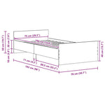 Sengeramme Uten Madrass Gammelt Tre 75X190 Cm Konstruert Tre