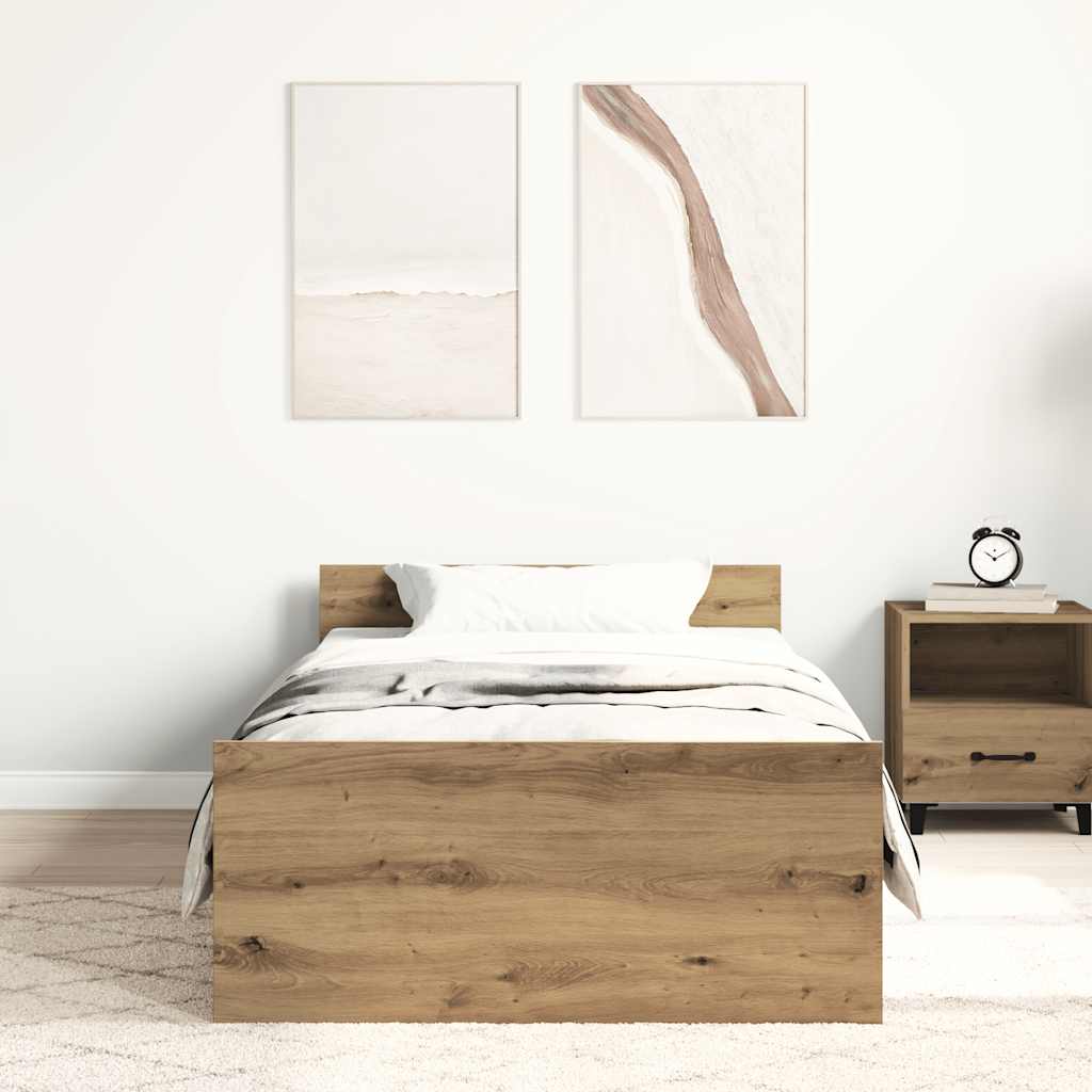 Sengeramme Uten Madrass Artisan Eik 75X190 Cm Konstruert Tre