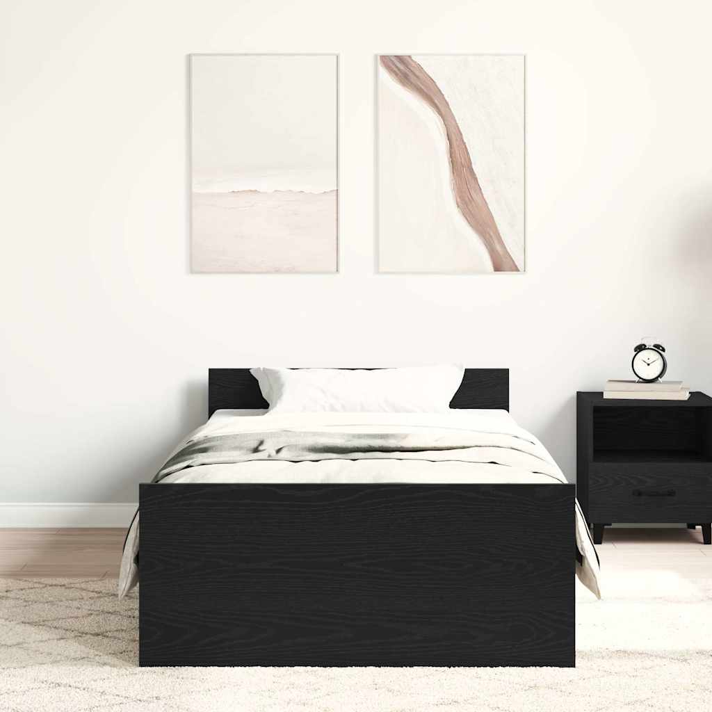 Sengeramme Uten Madrass Svart Eik 75X190 Cm Konstruert Tre