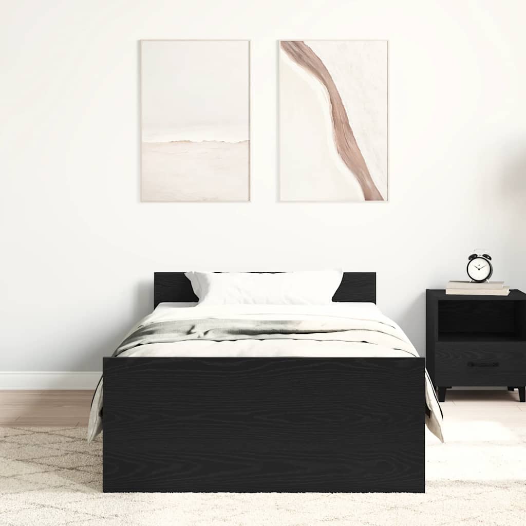 Sengeramme Uten Madrass Svart Eik 90X190 Cm Konstruert Tre