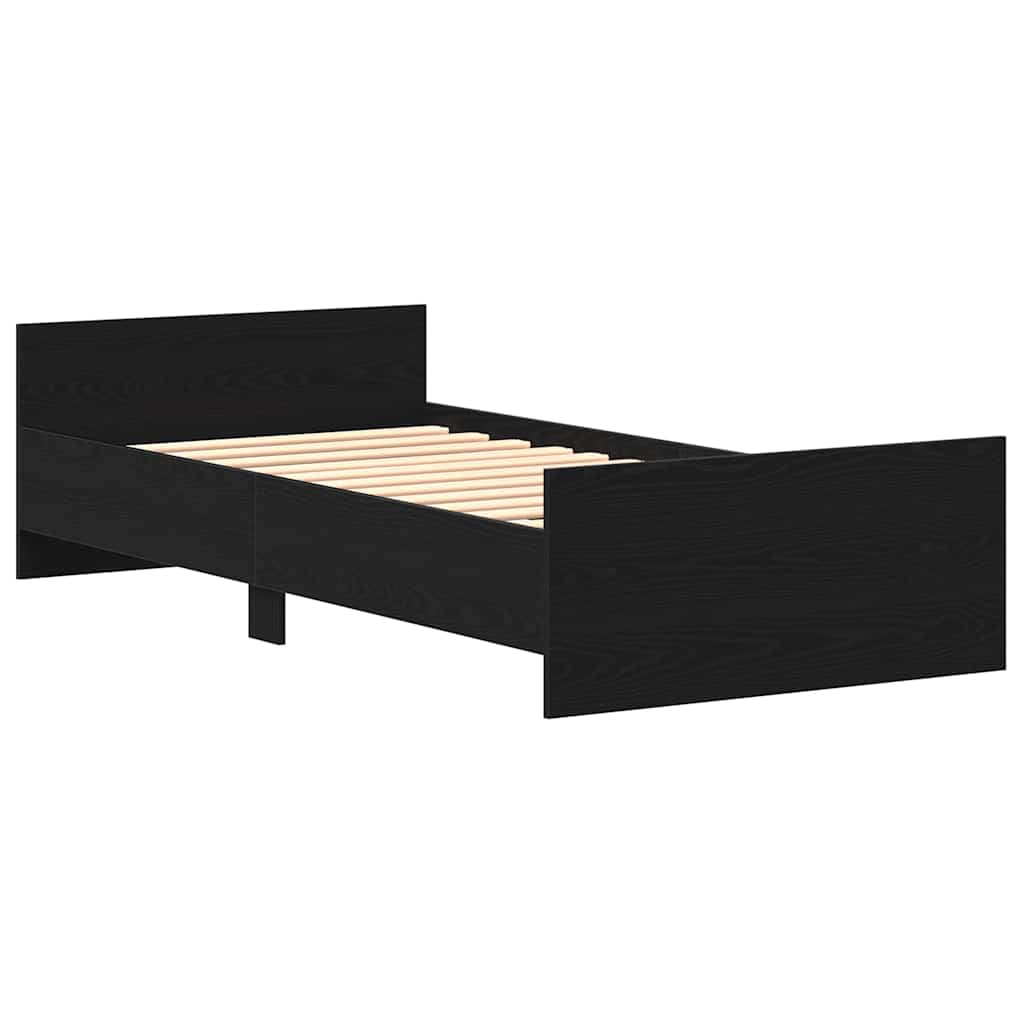 Sengeramme Uten Madrass Svart Eik 90X190 Cm Konstruert Tre