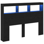 Hodegavl Skap Med Led Svart Eik 140X17X102 Cm