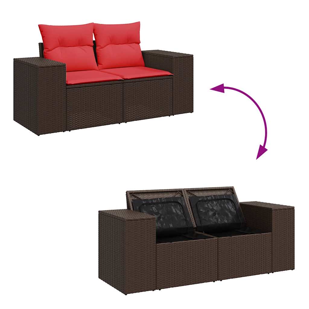 Hagesofaer Med Puter 5 Deler Brun Polyrotting Akasie