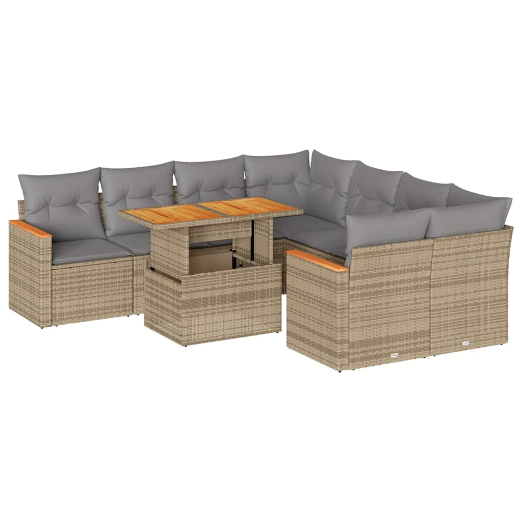 Hagesofaer Med Puter 9 Deler Beige Polyrotting Akasie