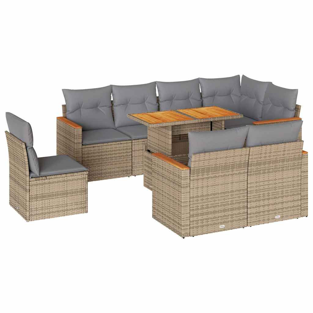 Hagesofaer Med Puter 9 Deler Beige Polyrotting Akasie