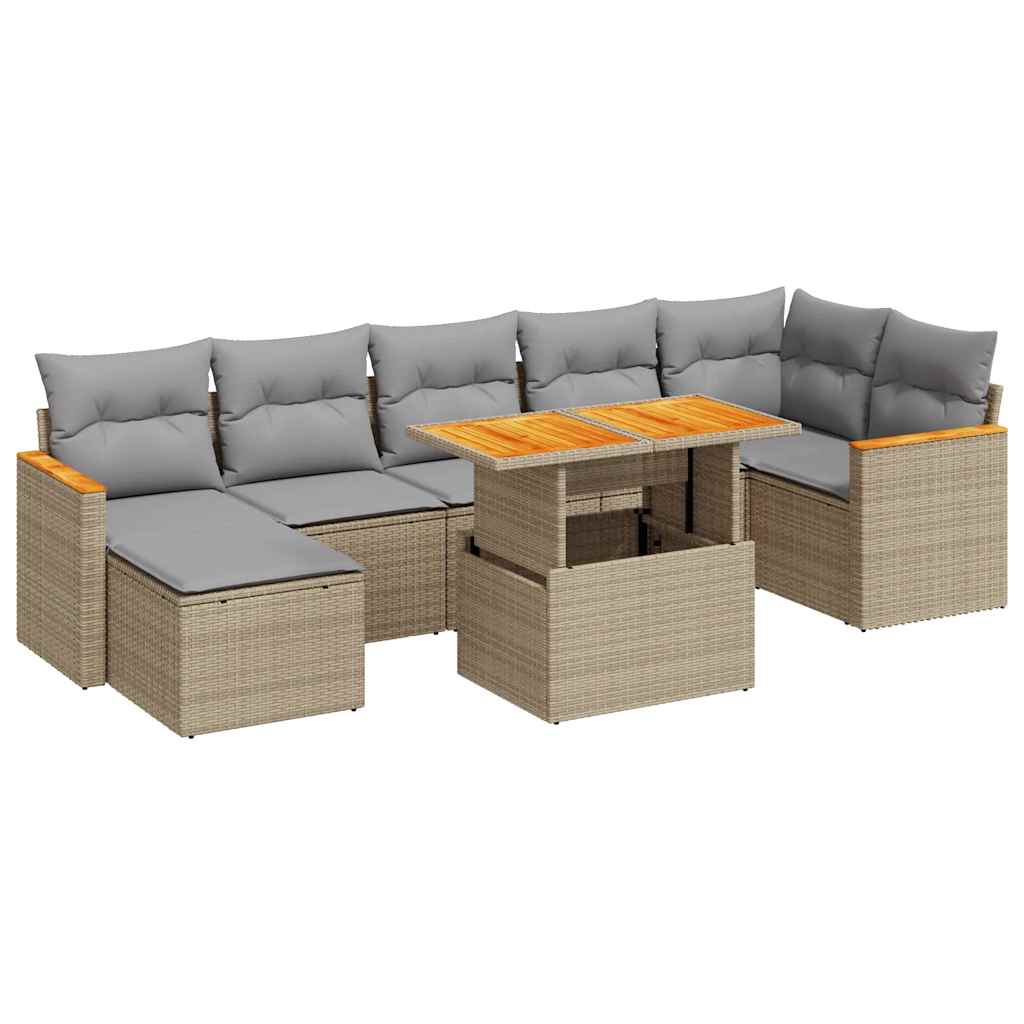 Hagesofaer Med Puter 8 Deler Beige Polyrotting Akasie