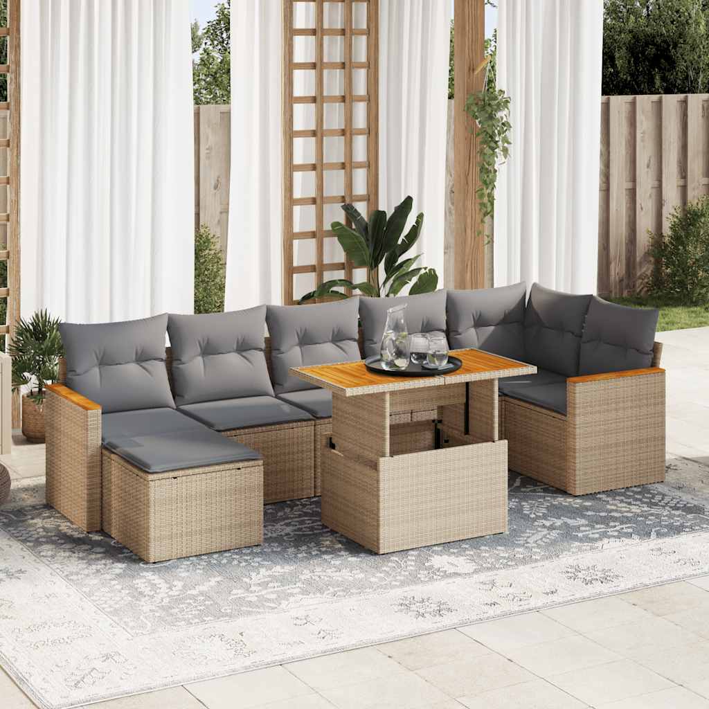 Hagesofaer Med Puter 8 Deler Beige Polyrotting Akasie