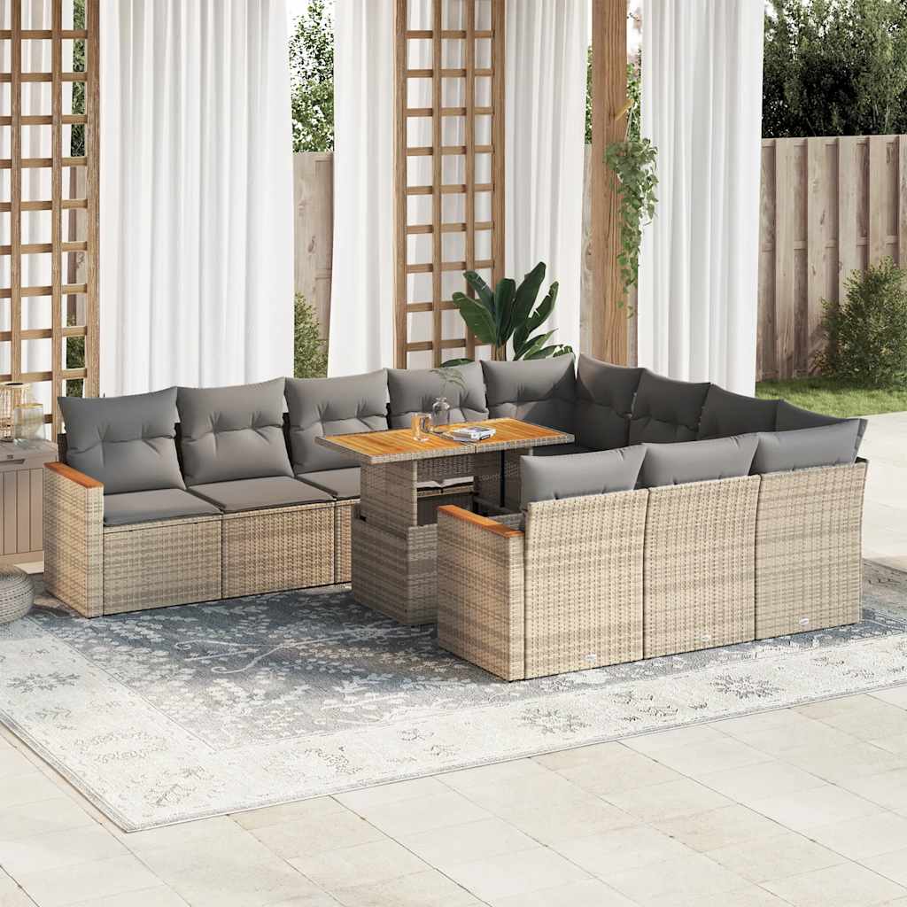 Hagesofaer Med Puter 11 Deler Beige Polyrotting Akasie