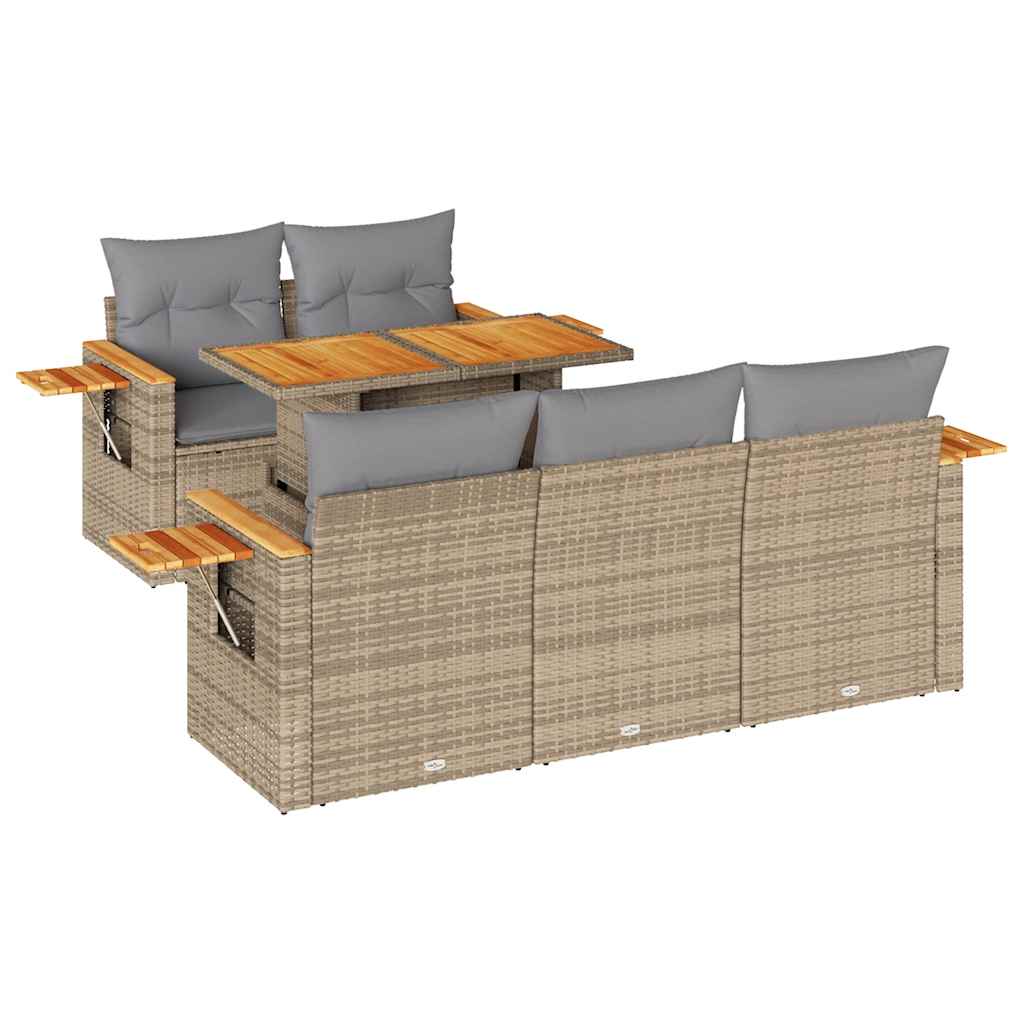 Hagesofaer Med Puter 6 Deler Beige Polyrotting Akasie