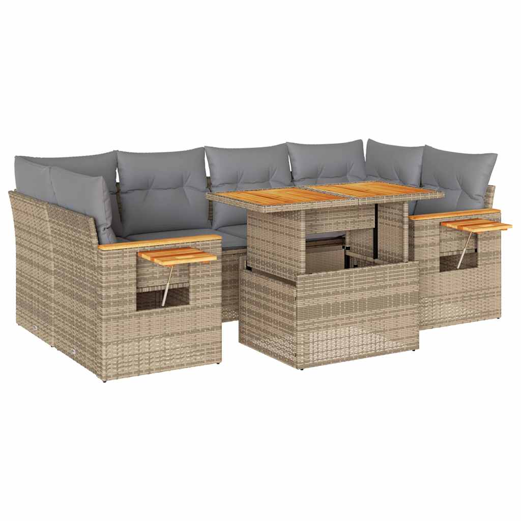 Hagesofaer Med Puter 7 Deler Beige Polyrotting Akasie