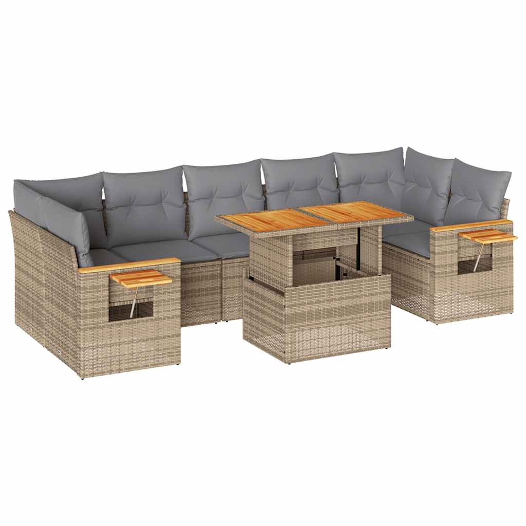 Hagesofaer Med Puter 8 Deler Beige Polyrotting Akasie
