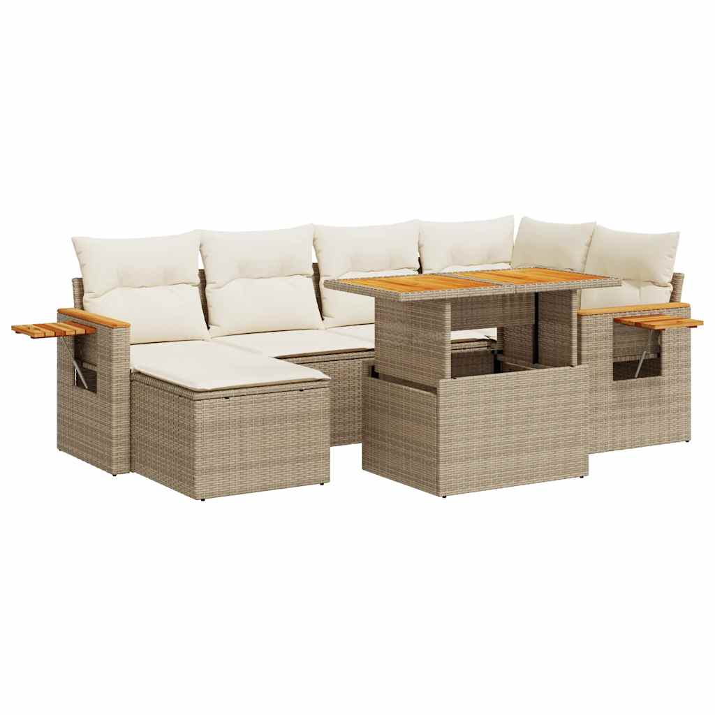 Hagesofaer Med Puter 7 Deler Beige Polyrotting Akasie