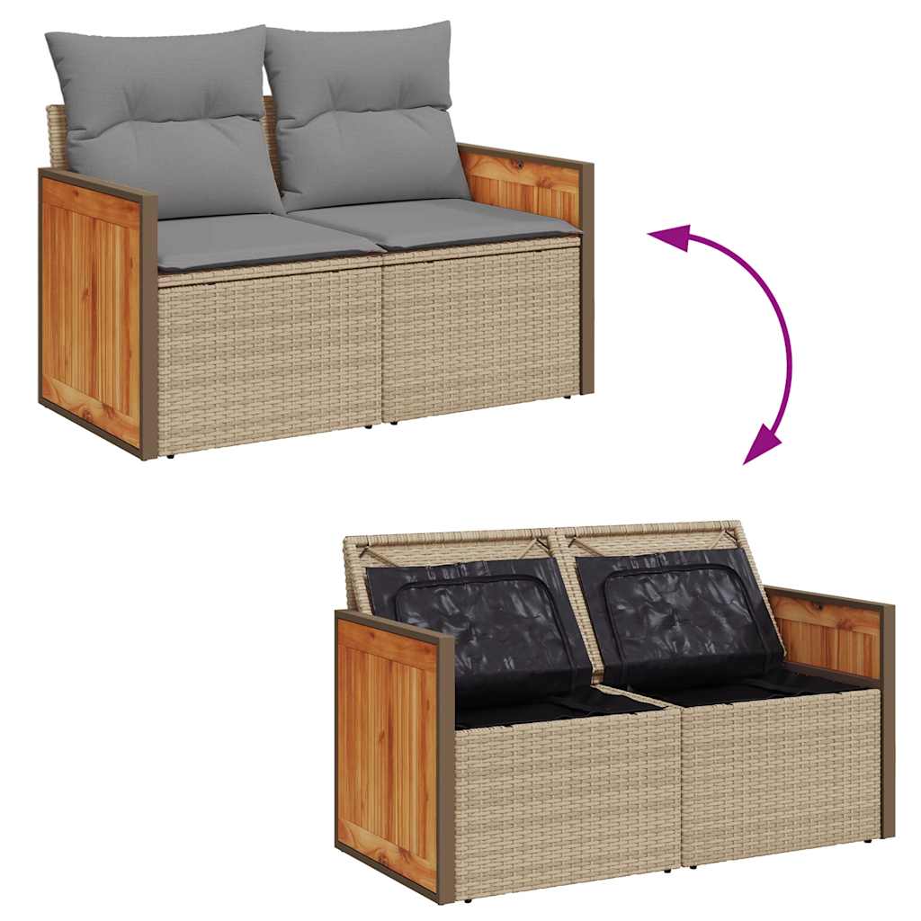 Hagesofaer Med Puter 7 Deler Beige Polyrotting Akasie