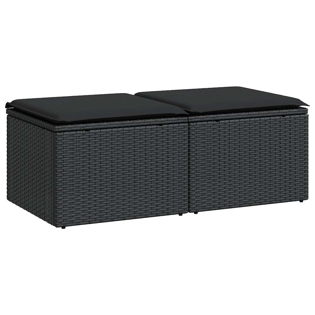 Hagesofaer Med Puter 2 Deler Svart Polyrotting Akasie