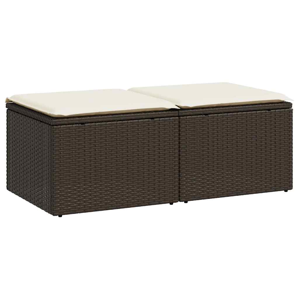 Hagesofaer Med Puter 2 Deler Brun Polyrotting Akasie