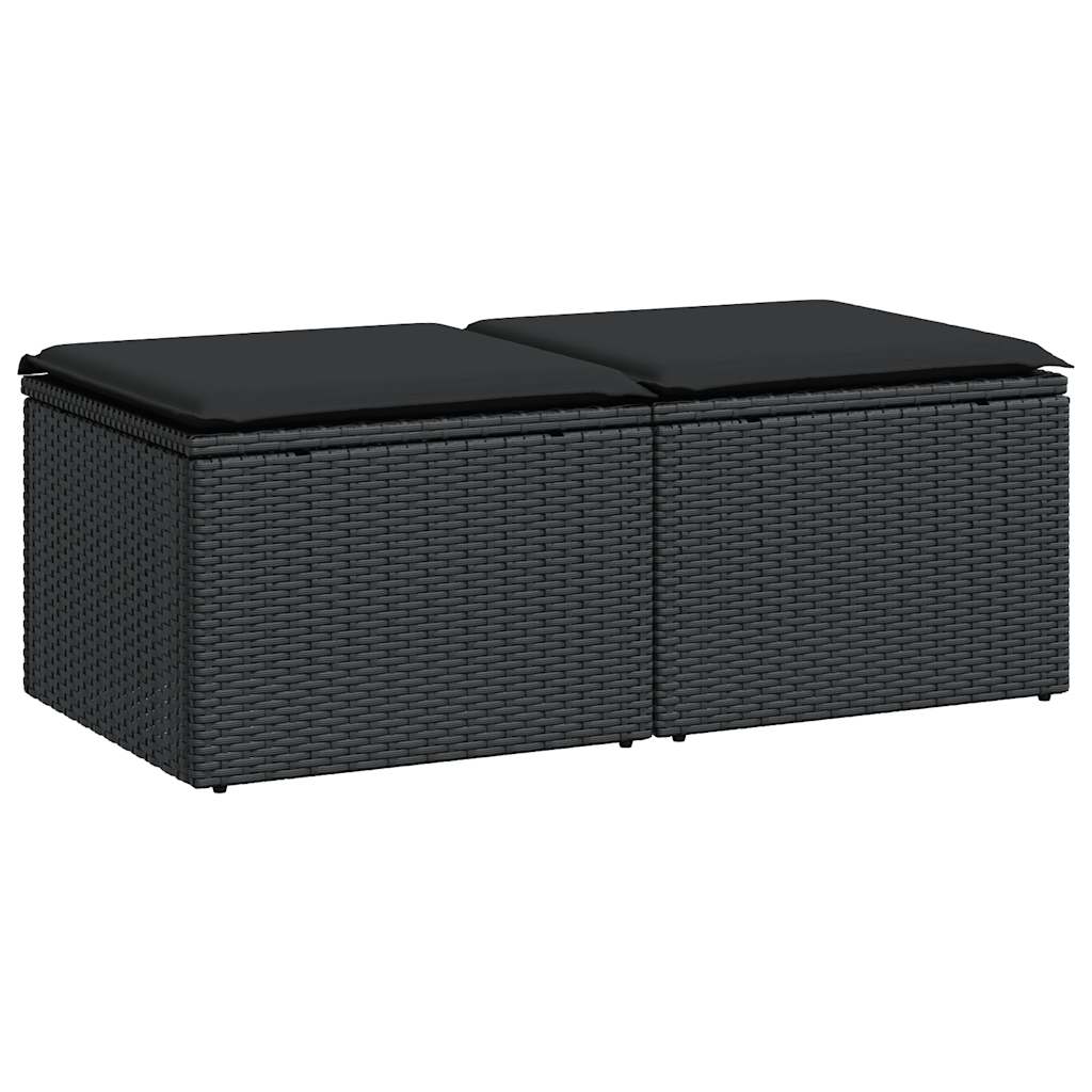 Hagesofaer Med Puter 2 Deler Svart Polyrotting Akasie