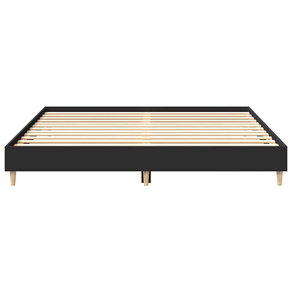 Sengeramme Uten Madrass Svart 200X200 Cm Konstruert Tre