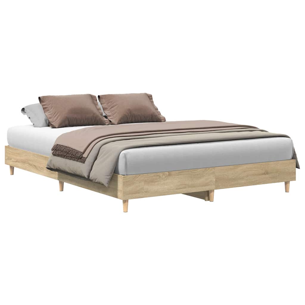 Sengeramme Uten Madrass Sonoma Eik 140X200 Cm Konstruert Tre