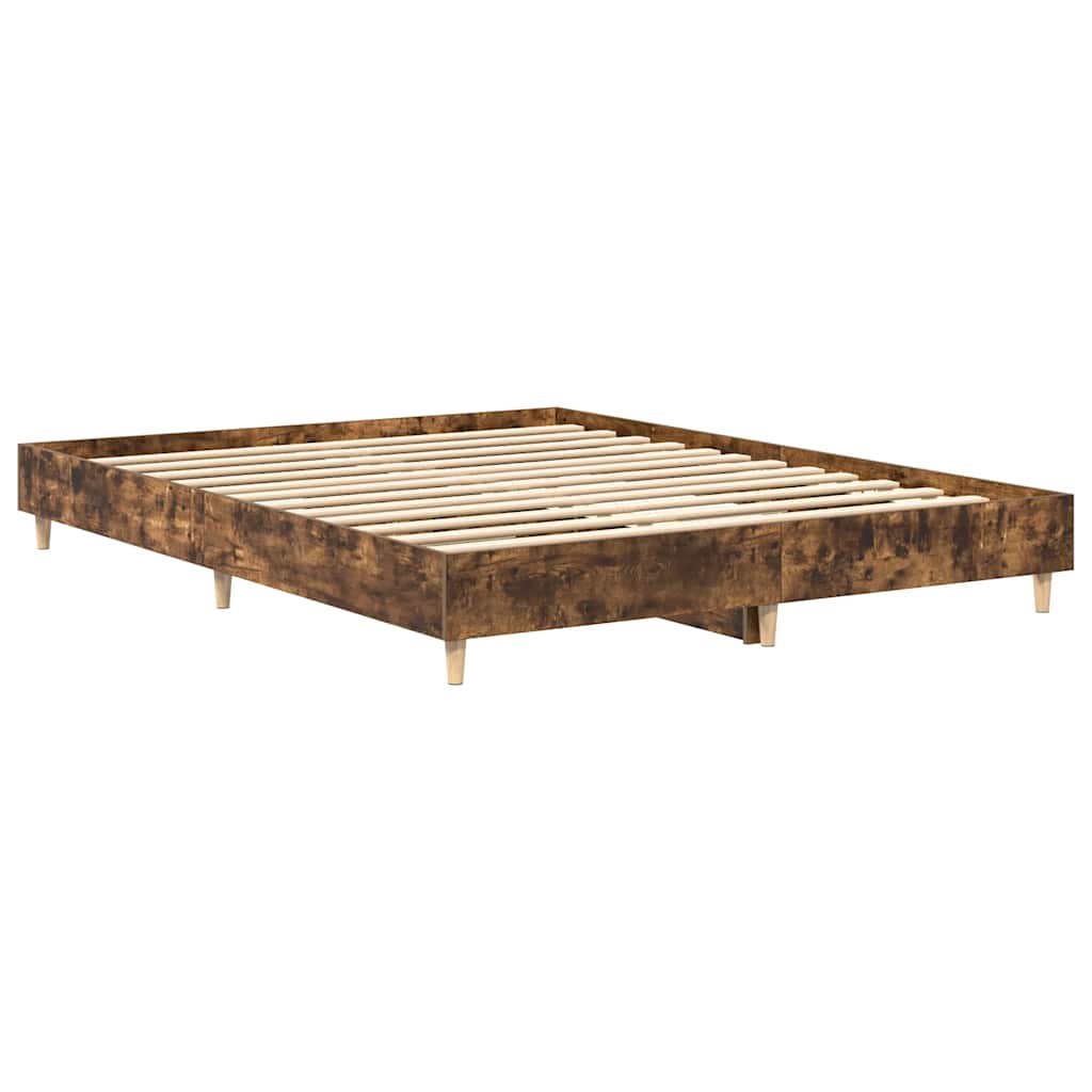 Sengeramme Uten Madrass Røkt Eik 140X200 Cm Konstruert Tre