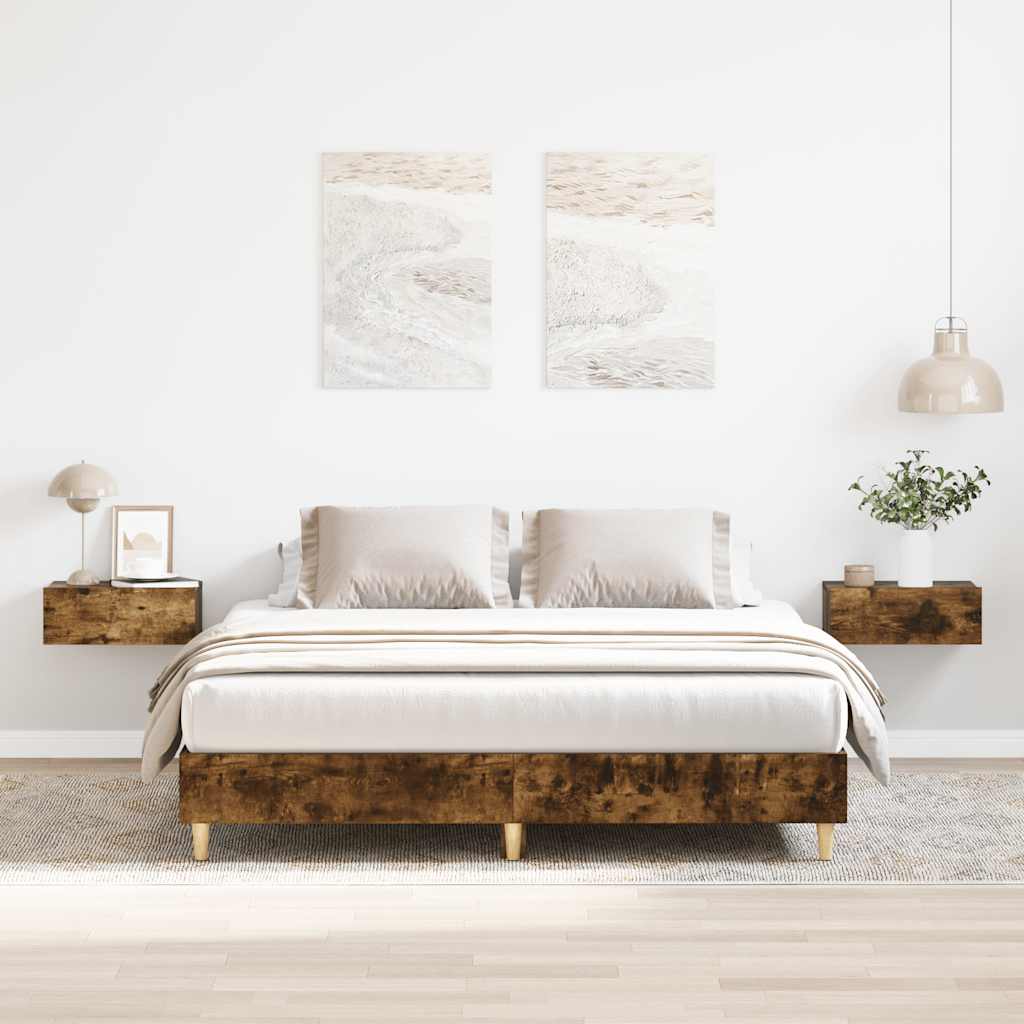 Sengeramme Uten Madrass Røkt Eik 140X200 Cm Konstruert Tre
