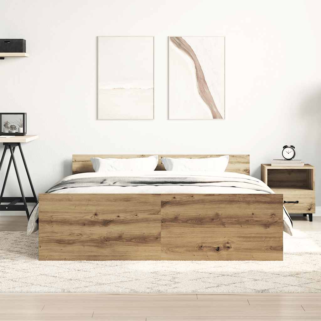 Sengeramme Uten Madrass Artisan Eik 150X200 Cm Konstruert Tre