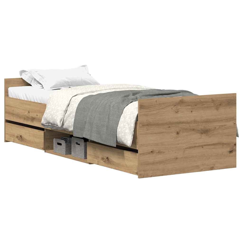 Sengeramme Uten Madrass Artisan Eik 90X190 Cm Konstruert Tre