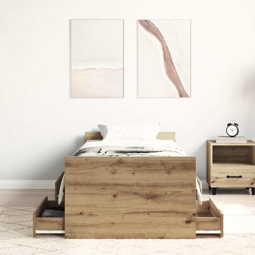 Sengeramme Uten Madrass Artisan Eik 90X190 Cm Konstruert Tre