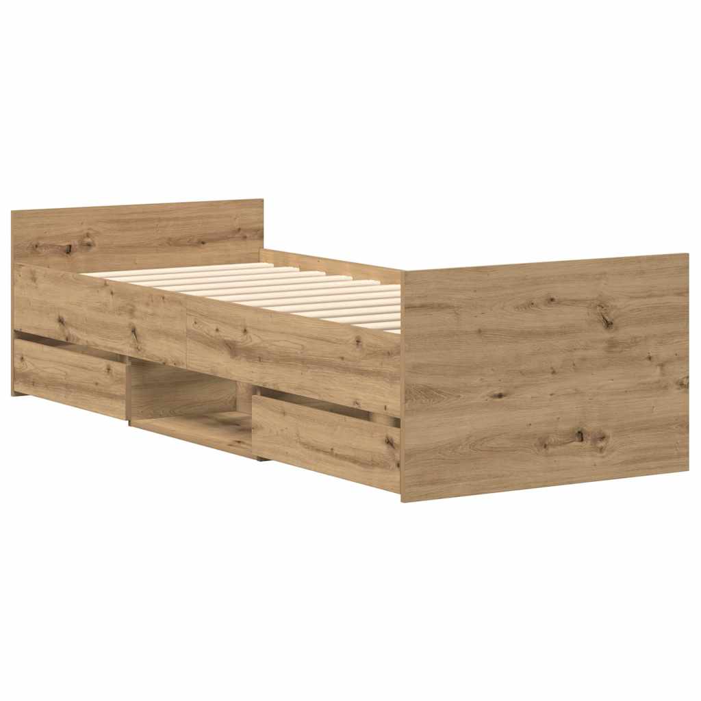 Sengeramme Uten Madrass Artisan Eik 90X190 Cm Konstruert Tre