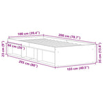 Sengeramme Uten Madrass Gammelt Tre 100X200 Cm Konstruert Tre
