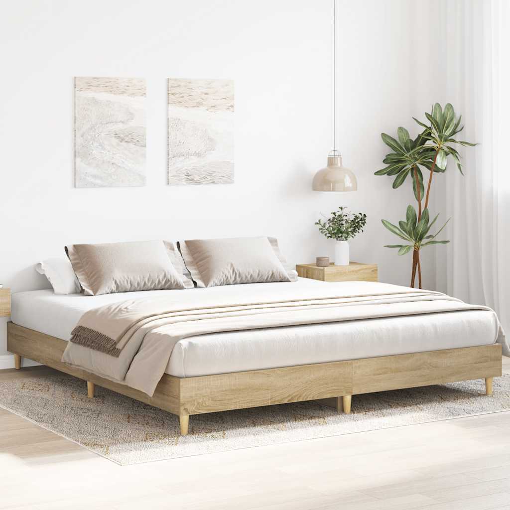 Sengeramme Uten Madrass Sonoma Eik 180X200 Cm Konstruert Tre