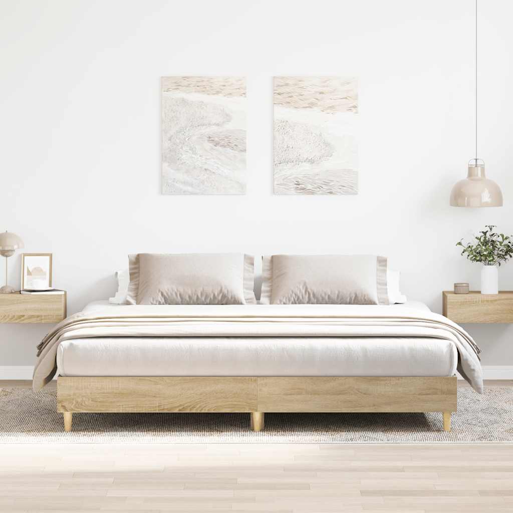 Sengeramme Uten Madrass Sonoma Eik 180X200 Cm Konstruert Tre