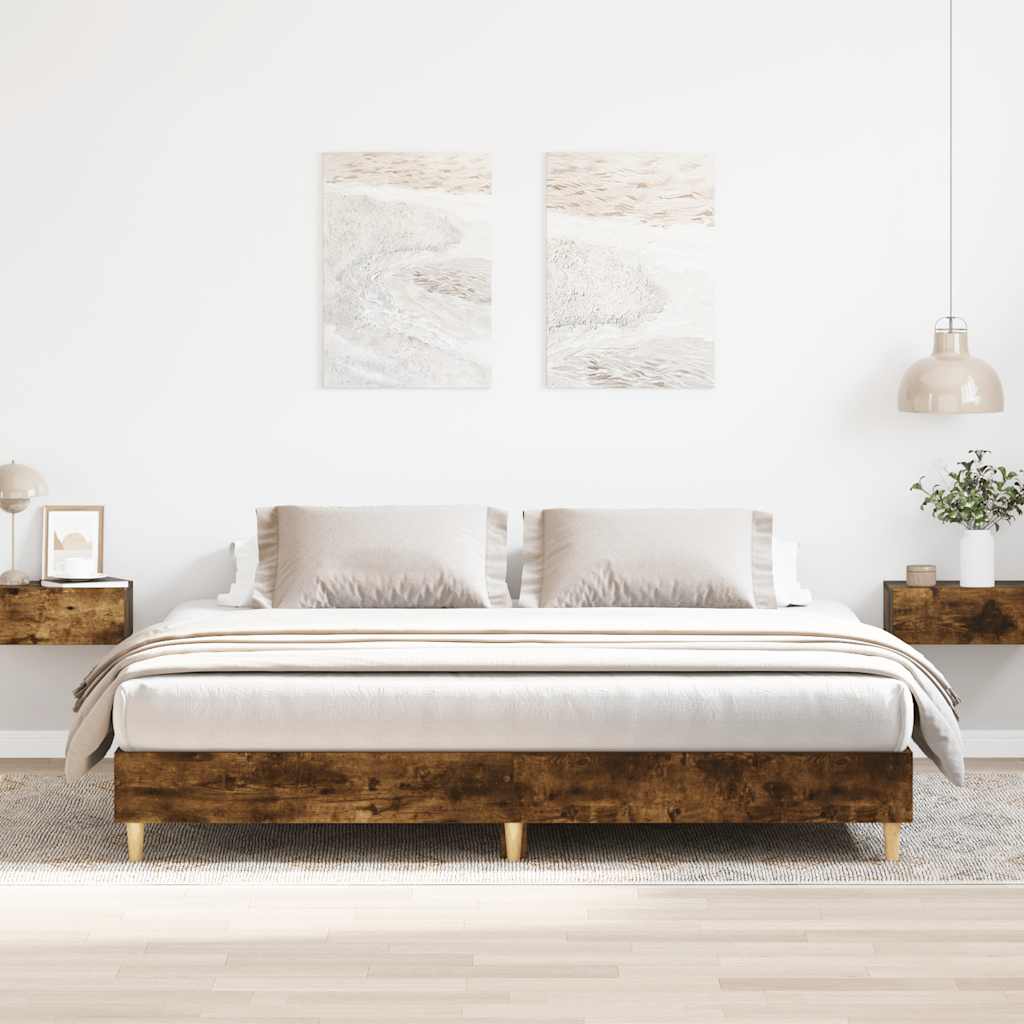 Sengeramme Uten Madrass Røkt Eik 180X200 Cm Konstruert Tre