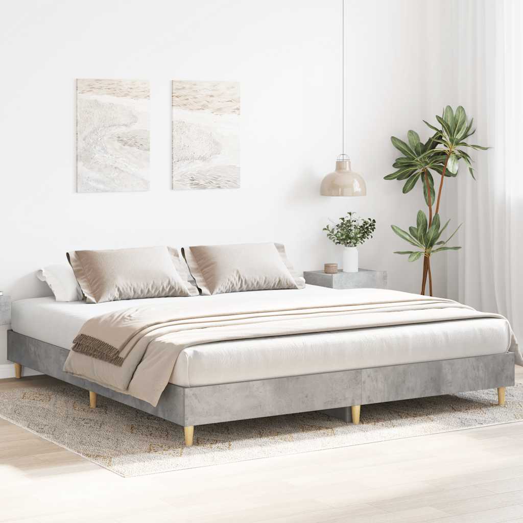 Sengeramme Uten Madrass Betonggrå 160X200 Cm Konstruert Tre
