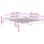 Sengeramme Uten Madrass Betonggrå 160X200 Cm Konstruert Tre