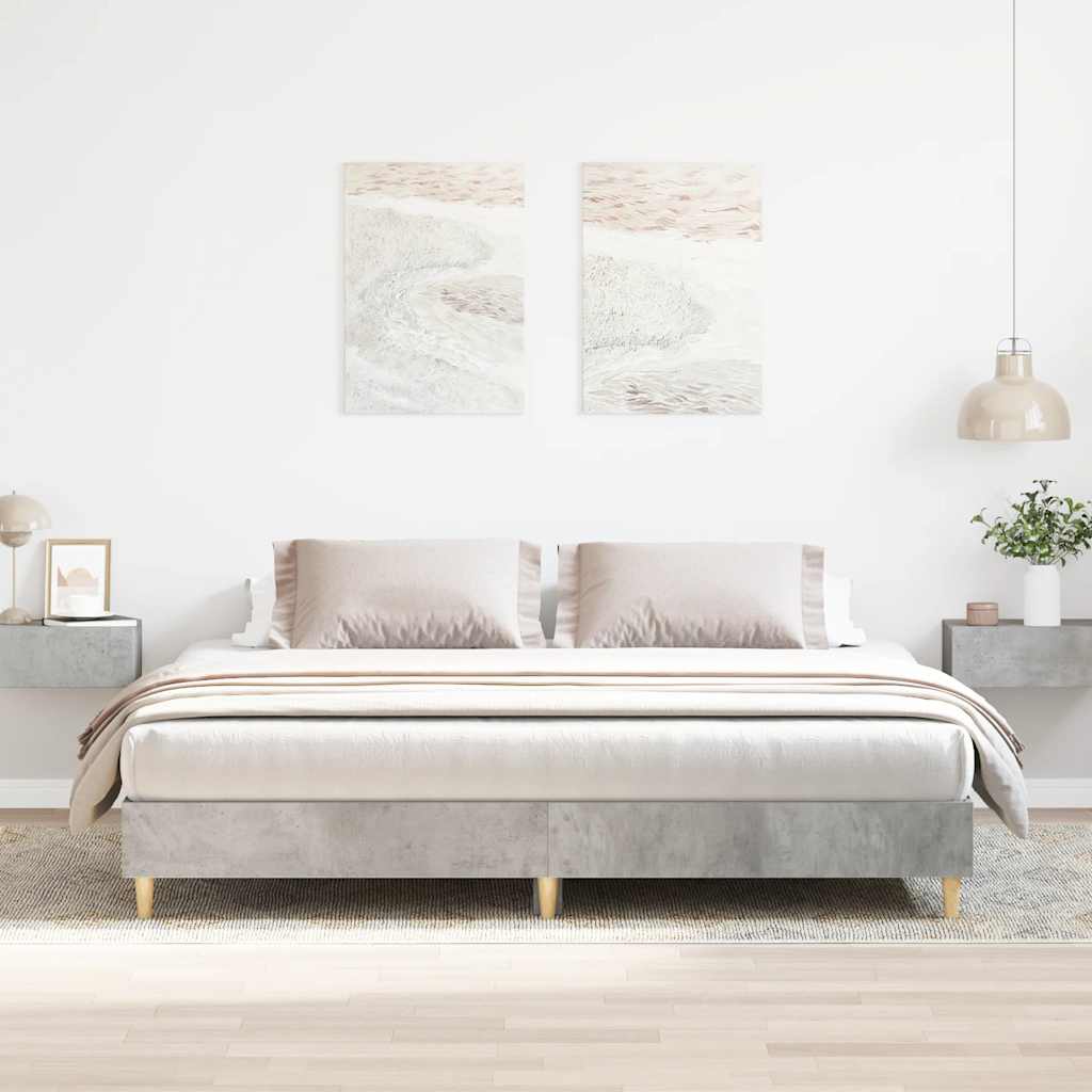 Sengeramme Uten Madrass Betonggrå 160X200 Cm Konstruert Tre