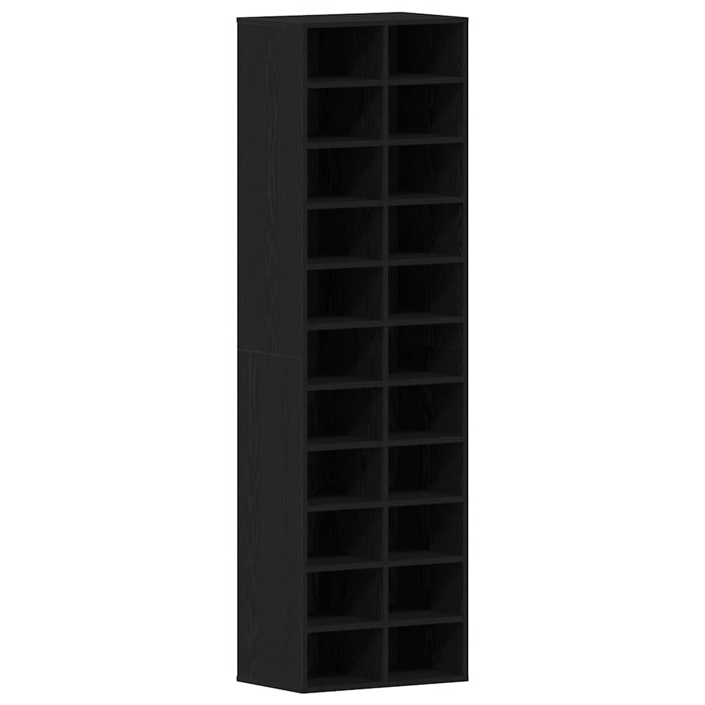 Skohylle Svart Eik 54X34X183 Cm Konstruert Tre