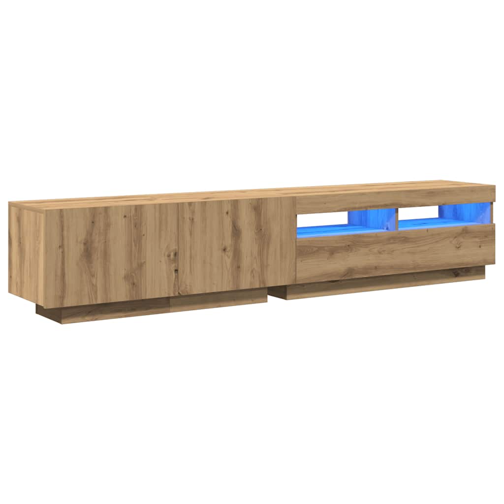 Tv-Benk Med Led-Lys Artisan Eik 200X35X40 Cm Konstruert Tre