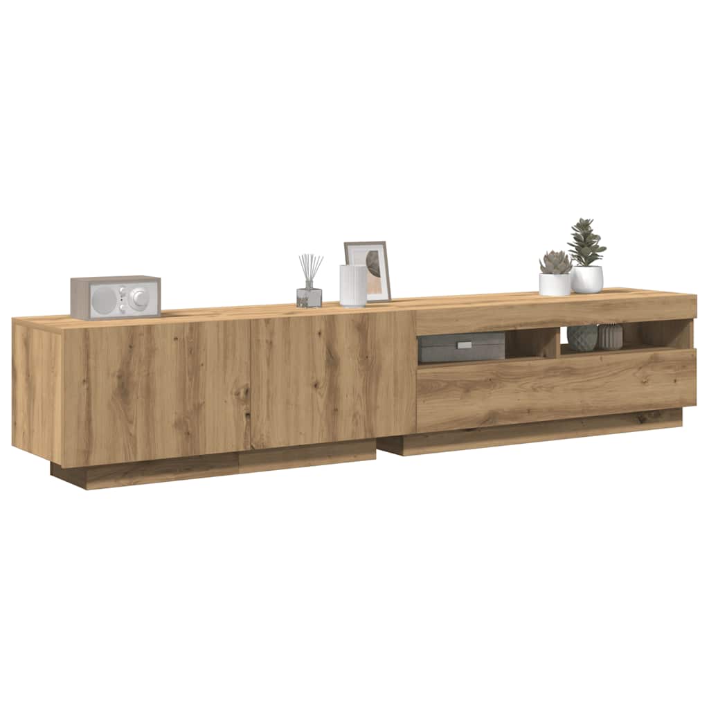 Tv-Benk Med Led-Lys Artisan Eik 200X35X40 Cm Konstruert Tre
