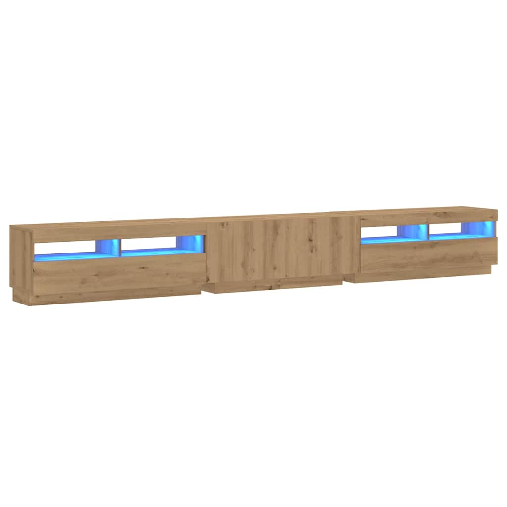 Tv-Benk Med Led-Lys Artisan Eik 300X35X40 Cm Konstruert Tre