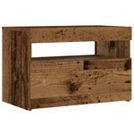 Nattbord Med Led-Lys Gammelt Tre 60X35X40 Cm Konstruert Tre