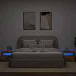Nattbord Med Led-Lys Gammelt Tre 60X35X40 Cm Konstruert Tre