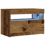 Nattbord Med Led-Lys Gammelt Tre 60X35X40 Cm Konstruert Tre