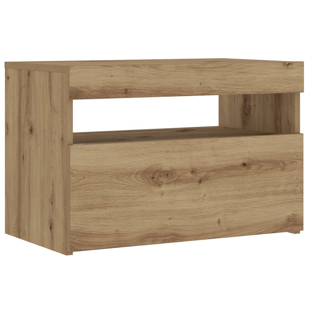 Nattbord Med Led-Lys Artisan Eik 60X35X40 Cm Konstruert Tre
