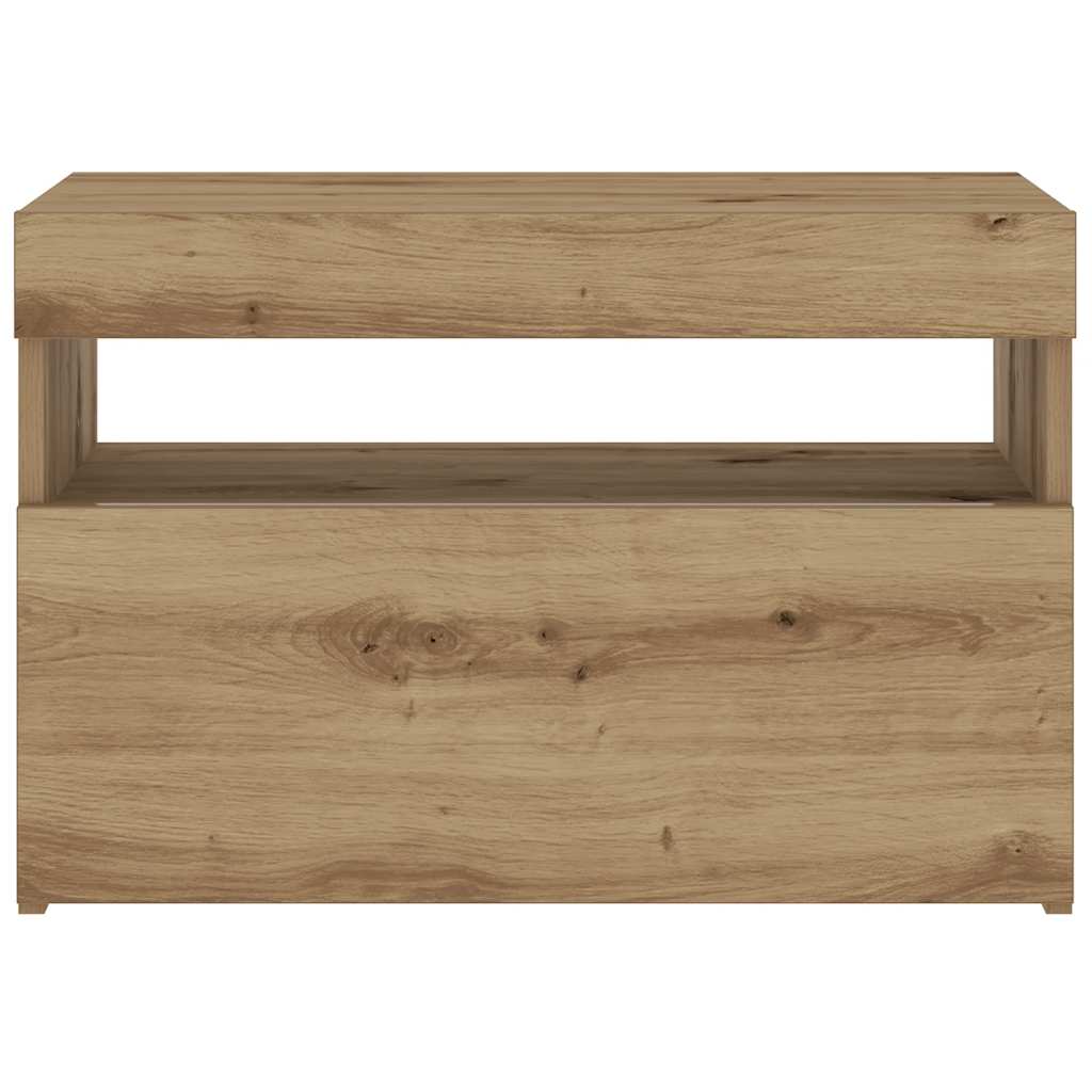 Nattbord Med Led-Lys Artisan Eik 60X35X40 Cm Konstruert Tre