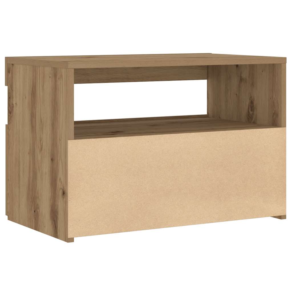 Nattbord Med Led-Lys Artisan Eik 60X35X40 Cm Konstruert Tre