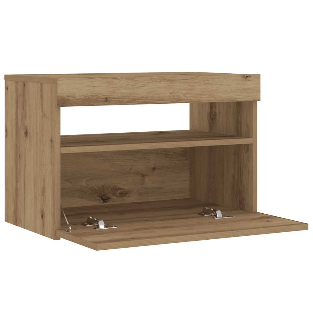 Nattbord Med Led-Lys Artisan Eik 60X35X40 Cm Konstruert Tre