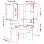Sminkebordsett Med Led Gammelt Tre Konstruert Tre