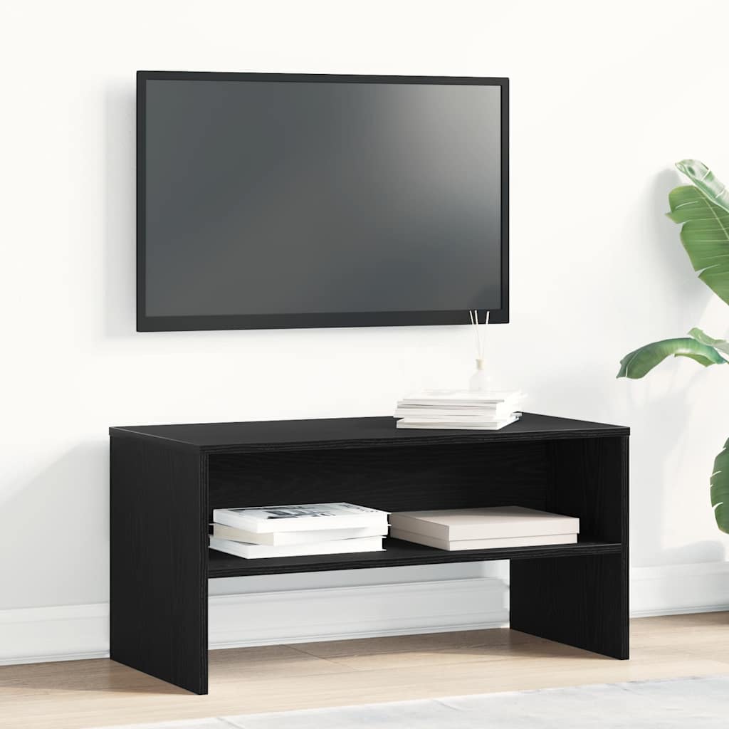 Tv-Benk Svart Eik 80X40X40 Cm Konstruert Tre