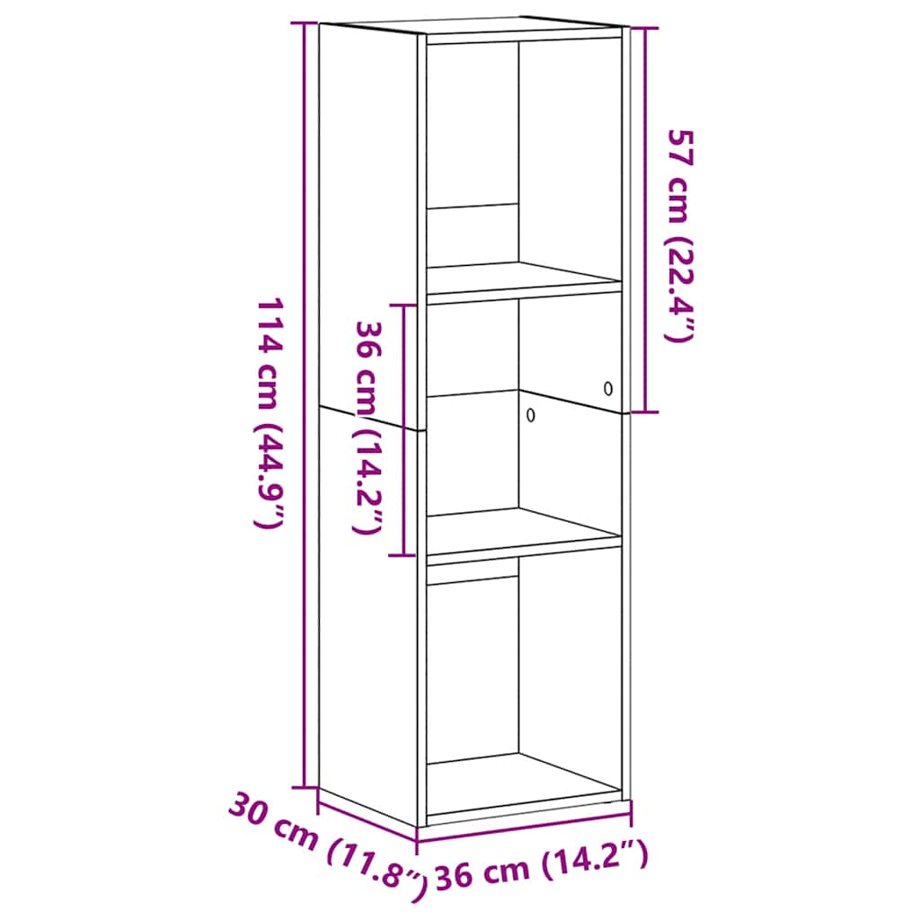 Bokhylle Svart Eik 36X30X114 Cm Konstruert Tre
