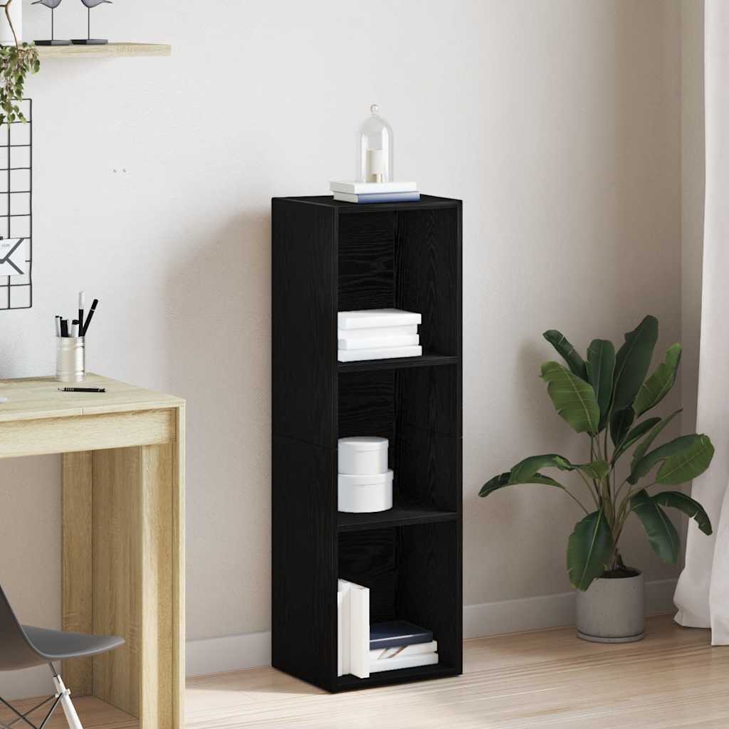 Bokhylle Svart Eik 36X30X114 Cm Konstruert Tre